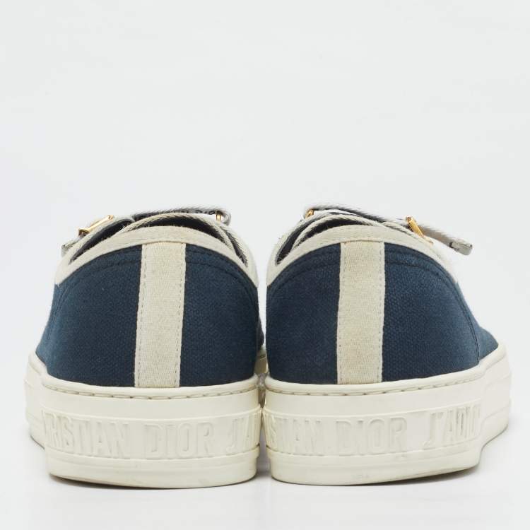 Pre Owned Dior Navy Blue/White Canvas Walk'n'Dior Sneakers Size 37