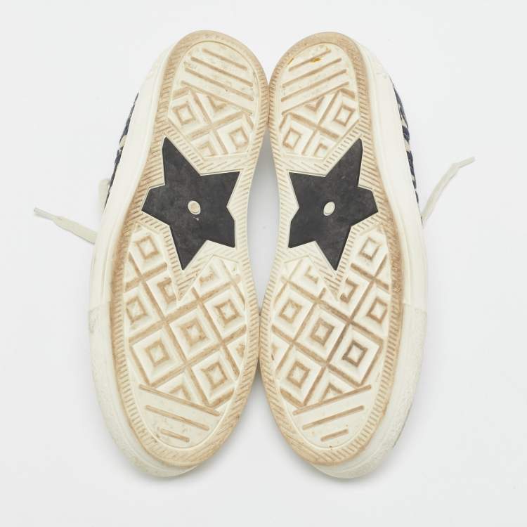 Pre Owned Dior Navy Blue Canvas Walk'n'Dior Lace Up Sneakers Size 39