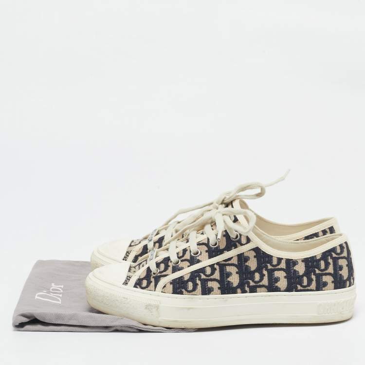 Pre Owned Dior Navy Blue Canvas Walk'n'Dior Lace Up Sneakers Size 39