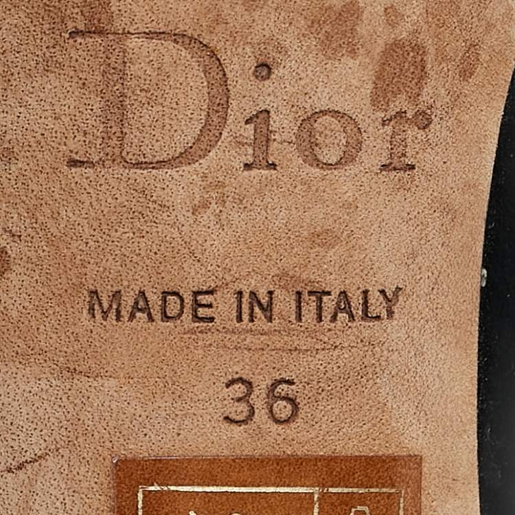 Pre Owned Dior Black Leather Bow Detail Peep Toe Pumps Size 36