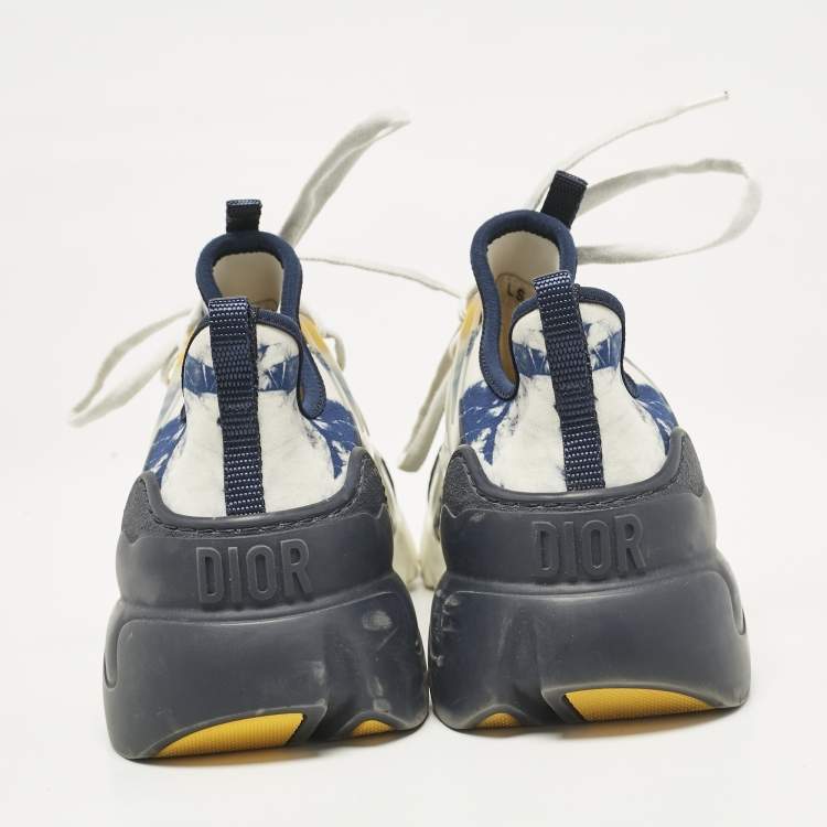 Pre Owned Dior Two Tone Fabric and Leather D-Connect Low Top Sneakers Size 39.5