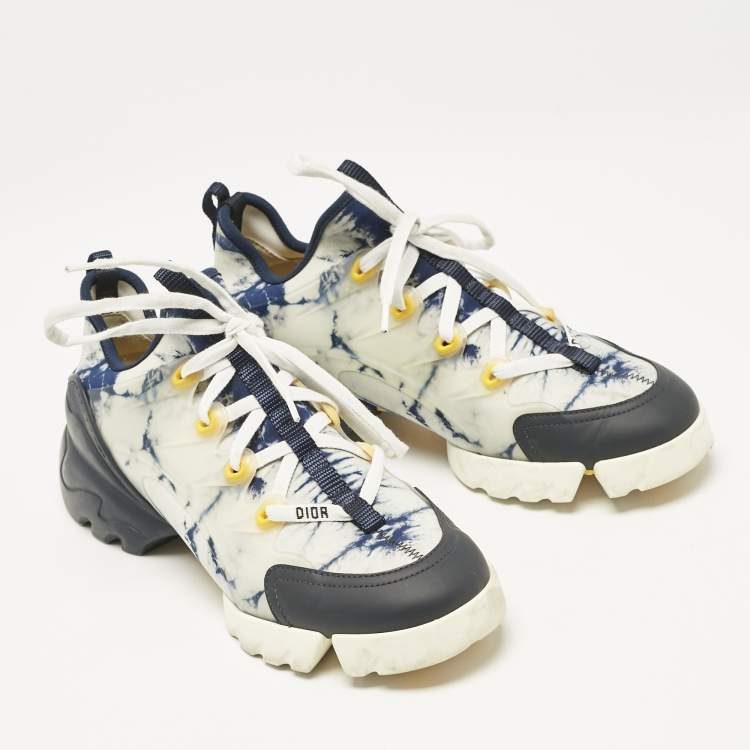 Pre Owned Dior Two Tone Fabric and Leather D-Connect Low Top Sneakers Size 39.5