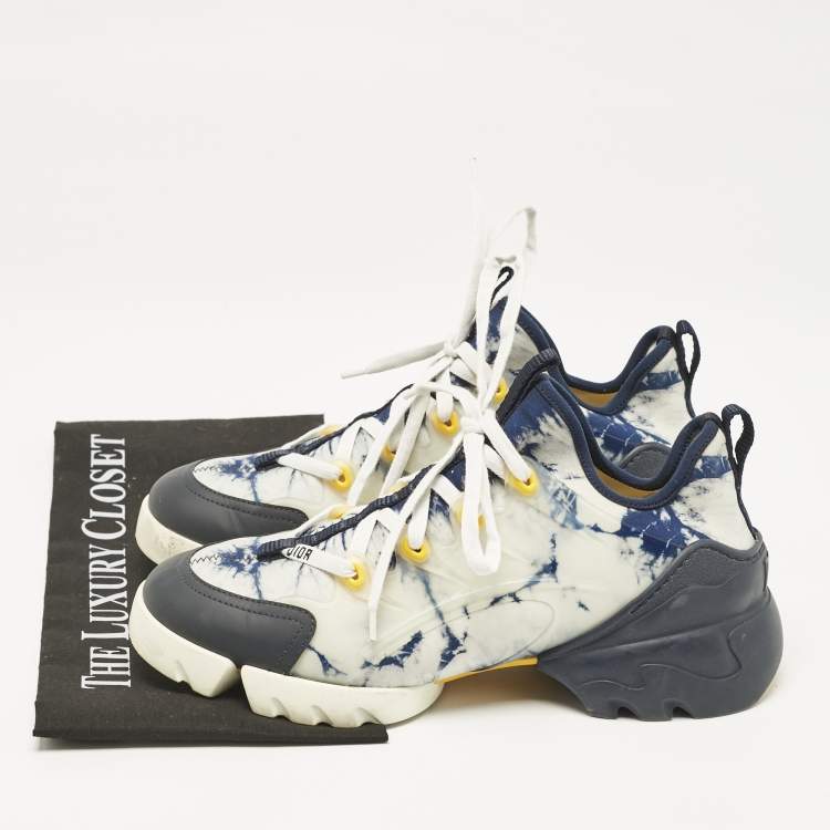Pre Owned Dior Two Tone Fabric and Leather D-Connect Low Top Sneakers Size 39.5