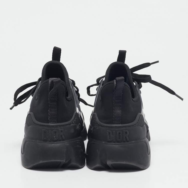 Pre Owned Dior Black Rubber and Neoprene D-Connect Sneakers Size 37.5