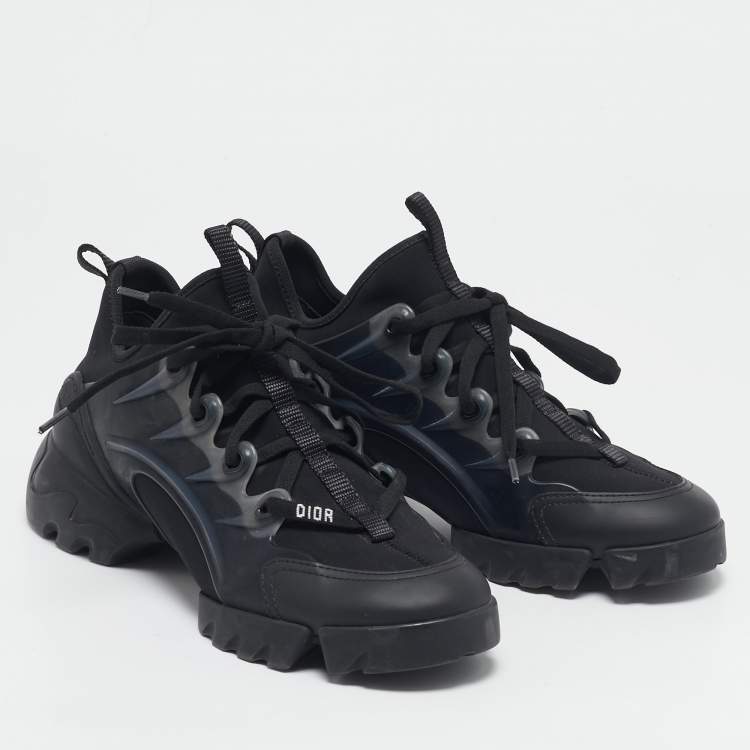 Pre Owned Dior Black Rubber and Neoprene D-Connect Sneakers Size 37.5