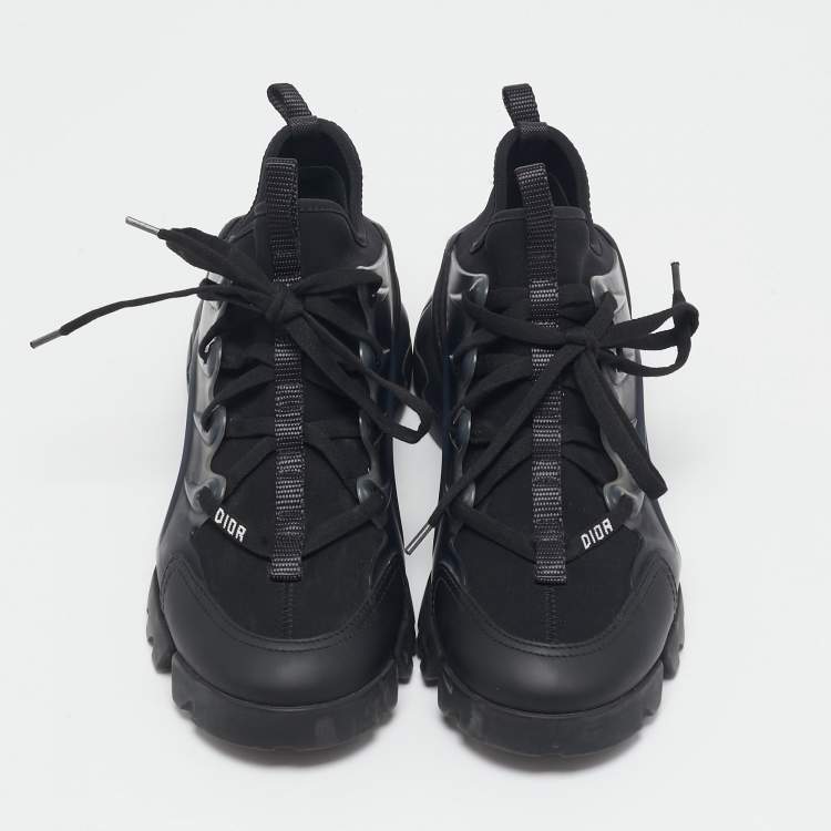 Pre Owned Dior Black Rubber and Neoprene D-Connect Sneakers Size 37.5