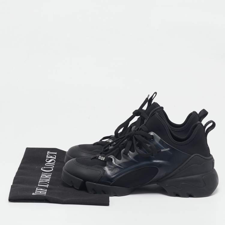Pre Owned Dior Black Rubber and Neoprene D-Connect Sneakers Size 37.5