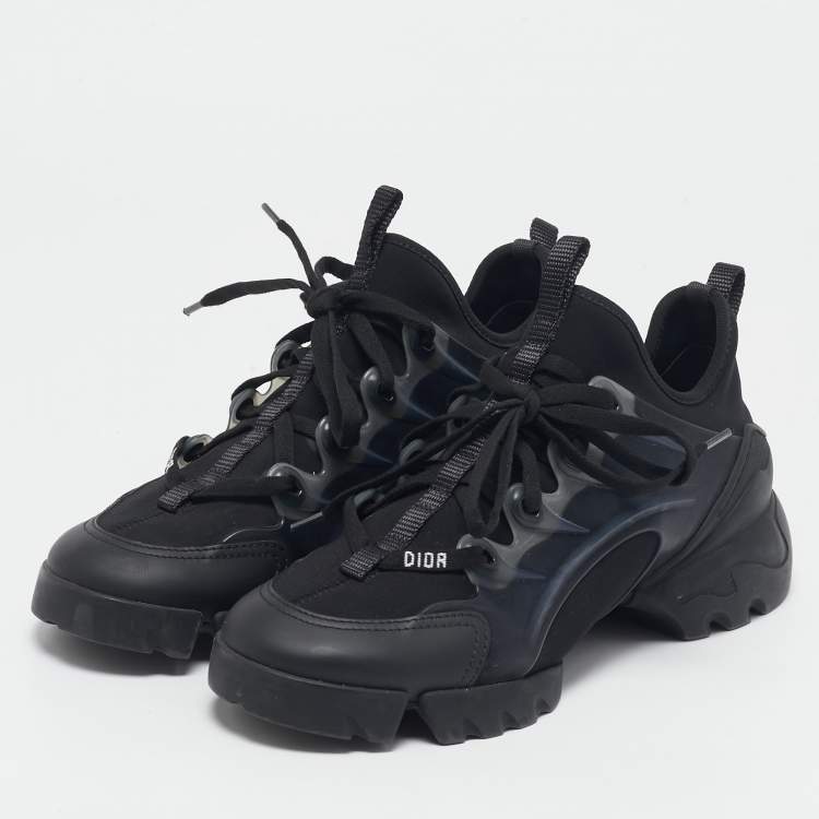 Pre Owned Dior Black Rubber and Neoprene D-Connect Sneakers Size 37.5