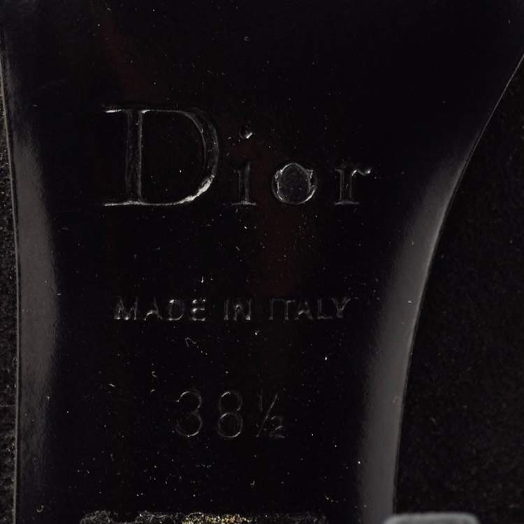 Pre Owned Dior Black Leather and Suede Buckle Mid Calf Boots Size 38.5