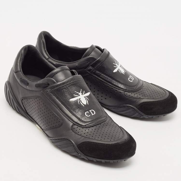 Pre Owned Dior Black Leather and Suede D-Bee Low Top Sneakers Size 38.5