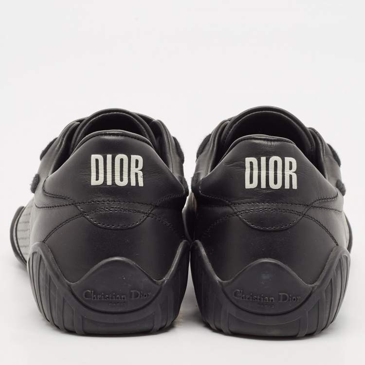 Pre Owned Dior Black Leather and Suede D-Bee Low Top Sneakers Size 38.5