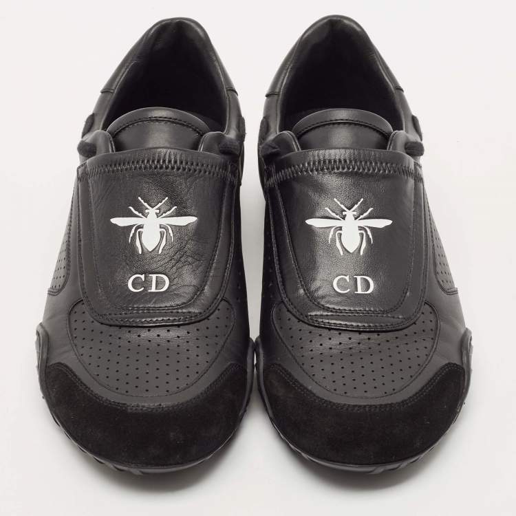 Pre Owned Dior Black Leather and Suede D-Bee Low Top Sneakers Size 38.5