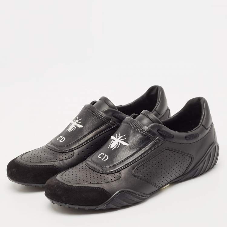 Pre Owned Dior Black Leather and Suede D-Bee Low Top Sneakers Size 38.5