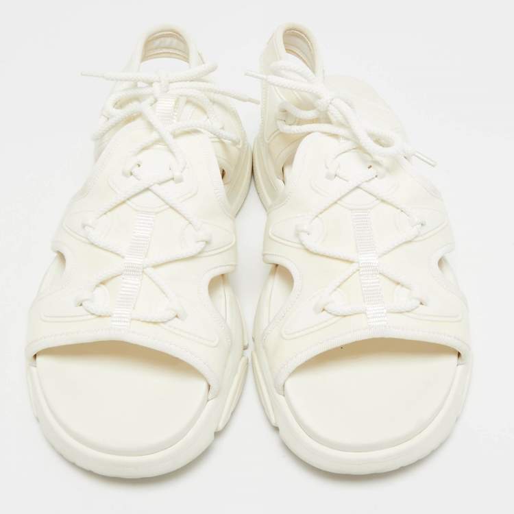 Pre Owned Dior White Neoprene D-Connect Flat Sandals Size 41.5
