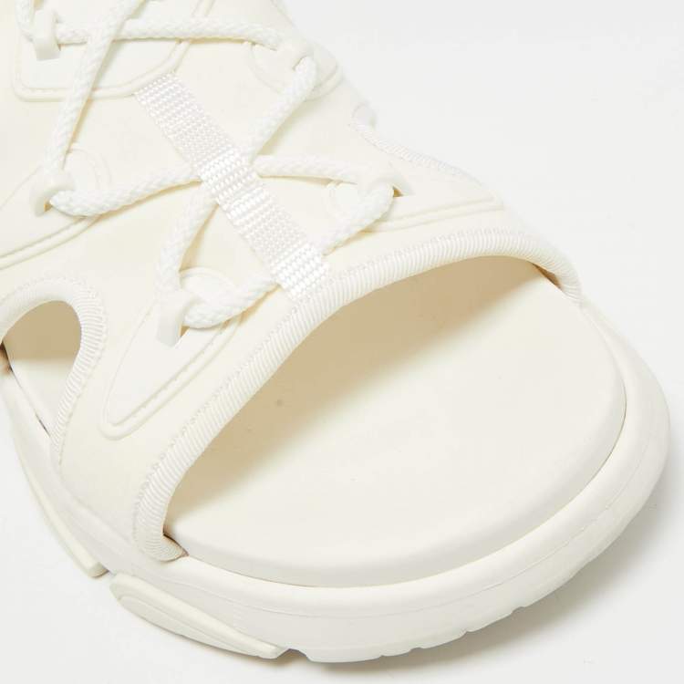 Pre Owned Dior White Neoprene D-Connect Flat Sandals Size 41.5