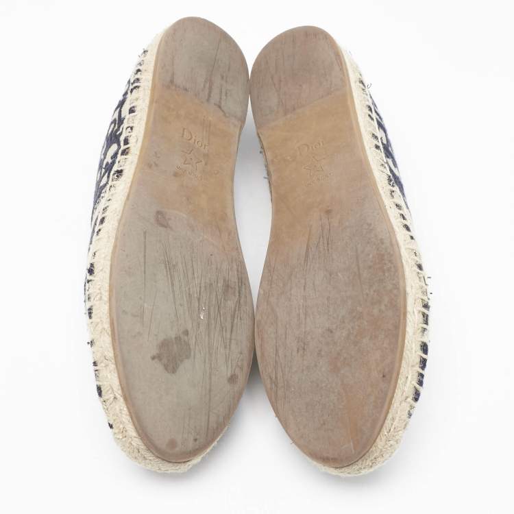 Pre Owned Dior Blue Oblique Canvas Granville Espadrille Flats Size 38.5