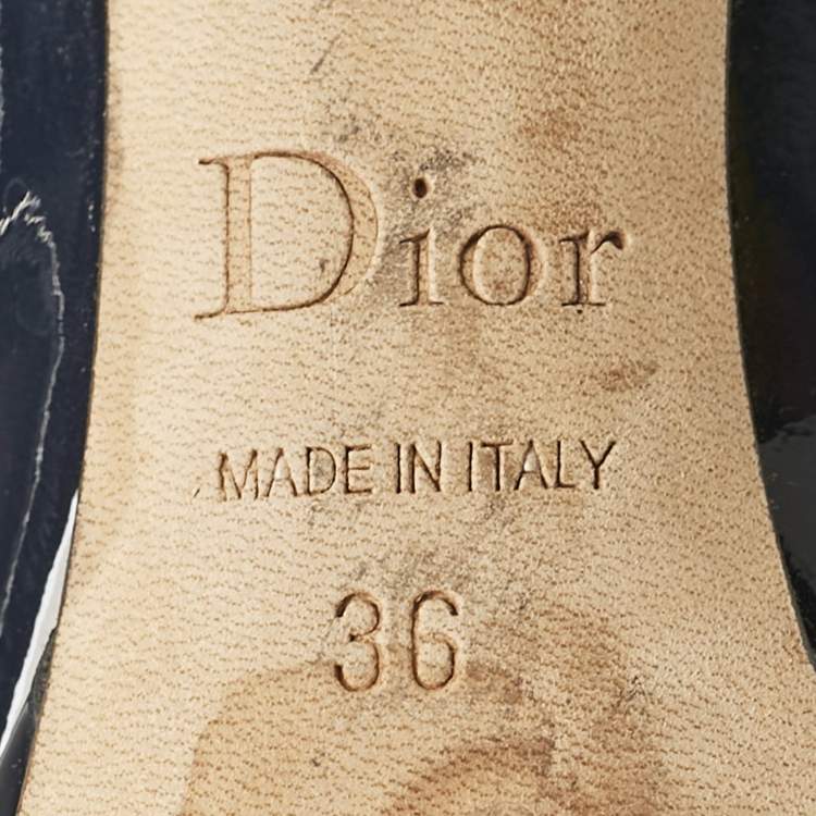 Pre Owned Dior Navy Blue Patent Leather Platform Pumps Size 36