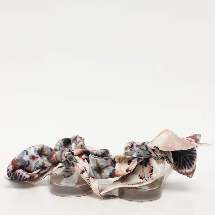 Pre Owned Dior Multicolor Silk  Kaleidiorscopic Thong Sandals Size 38