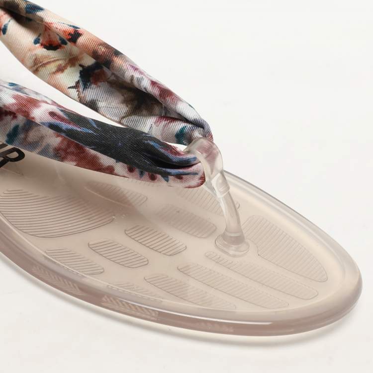 Pre Owned Dior Multicolor Silk  Kaleidiorscopic Thong Sandals Size 38