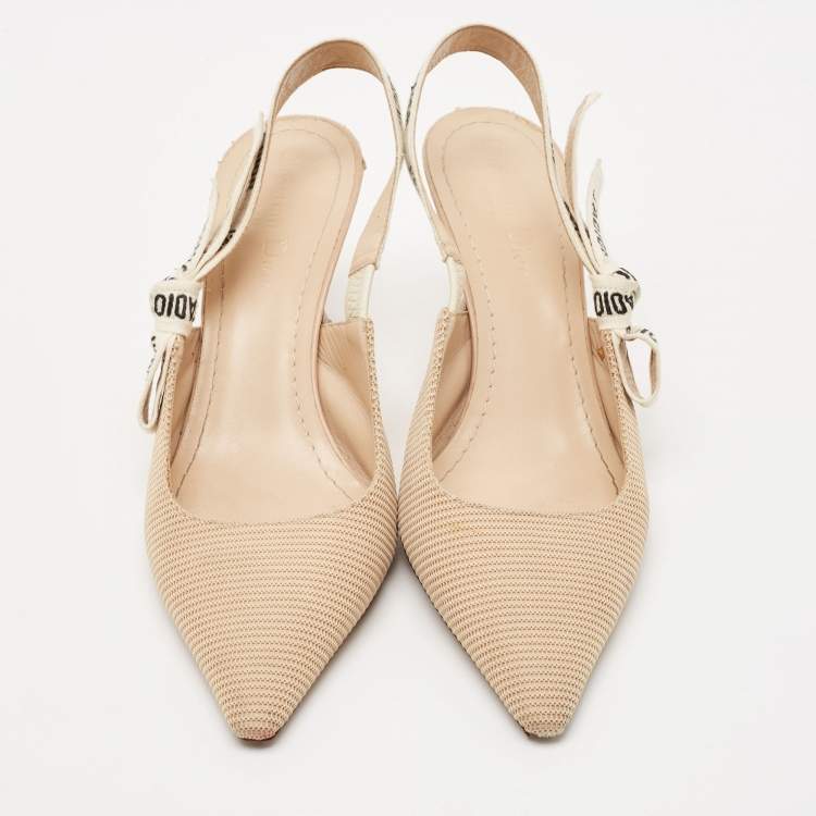 مملوكة مسبقًا Dior Beige Fabric J'Adior Slingback Pumps Size 38.5