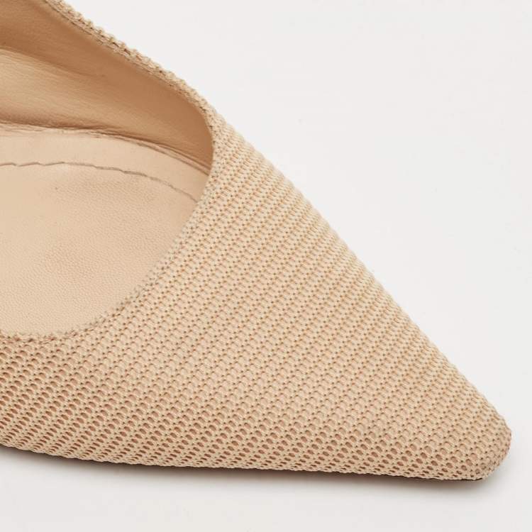 مملوكة مسبقًا Dior Beige Fabric J'Adior Slingback Pumps Size 38.5