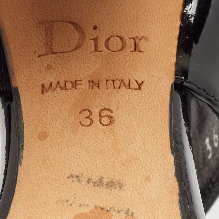 Pre Owned Dior Black Cannage Quilted Patent Leather Ankle Strap Sandals Size 36