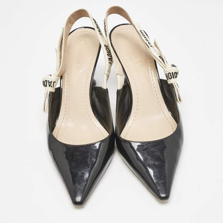 Pre Owned Dior Black Patent Leather J'adior Slingback Pumps Size 37.5