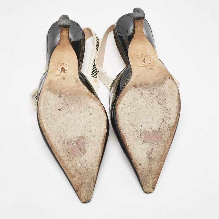 Pre Owned Dior Black Patent Leather J'adior Slingback Pumps Size 37.5