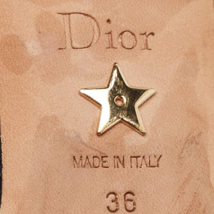 Pre Owned Dior Black Canvas J'adior Slingback Flats Size 36