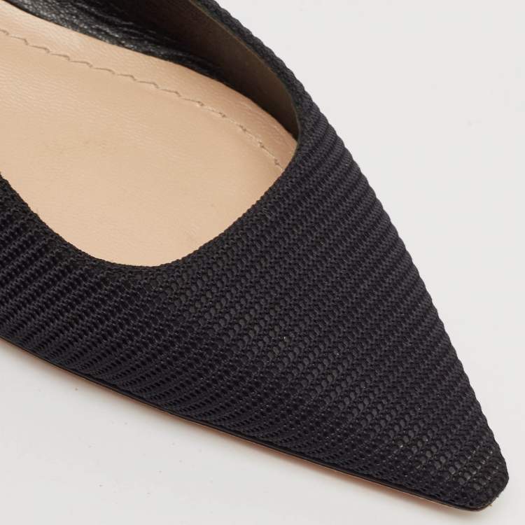 Pre Owned Dior Black Canvas J'adior Slingback Flats Size 36