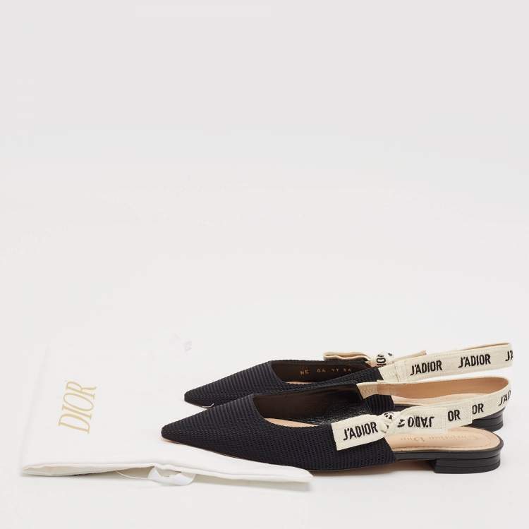 Pre Owned Dior Black Canvas J'adior Slingback Flats Size 36