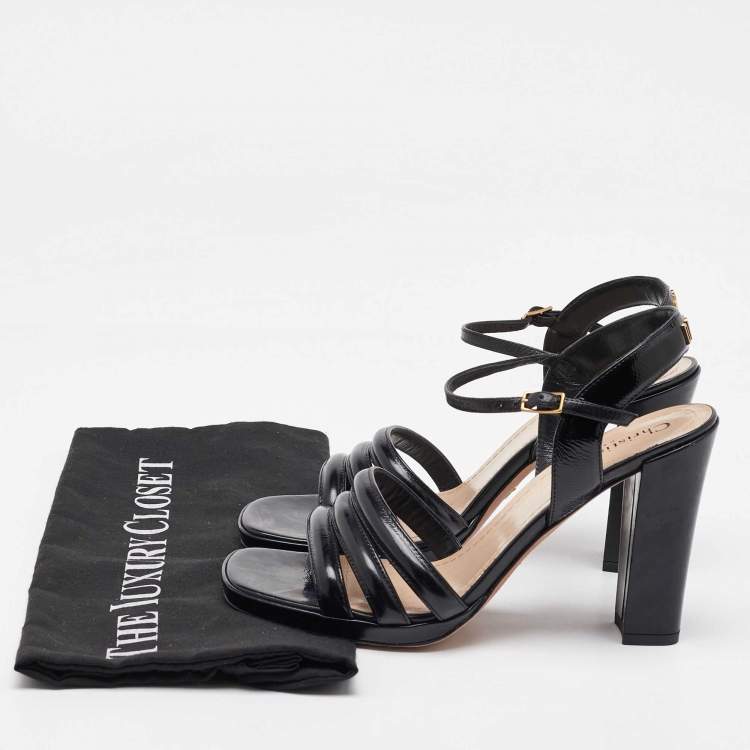 Pre Owned Dior Black Leather Ankle Strap Sandals Size 36.5
