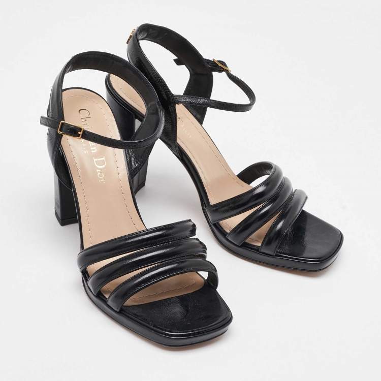 Pre Owned Dior Black Leather Ankle Strap Sandals Size 36.5