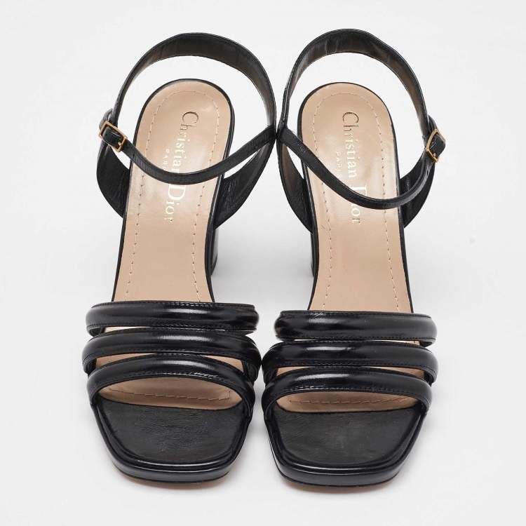 Pre Owned Dior Black Leather Ankle Strap Sandals Size 36.5