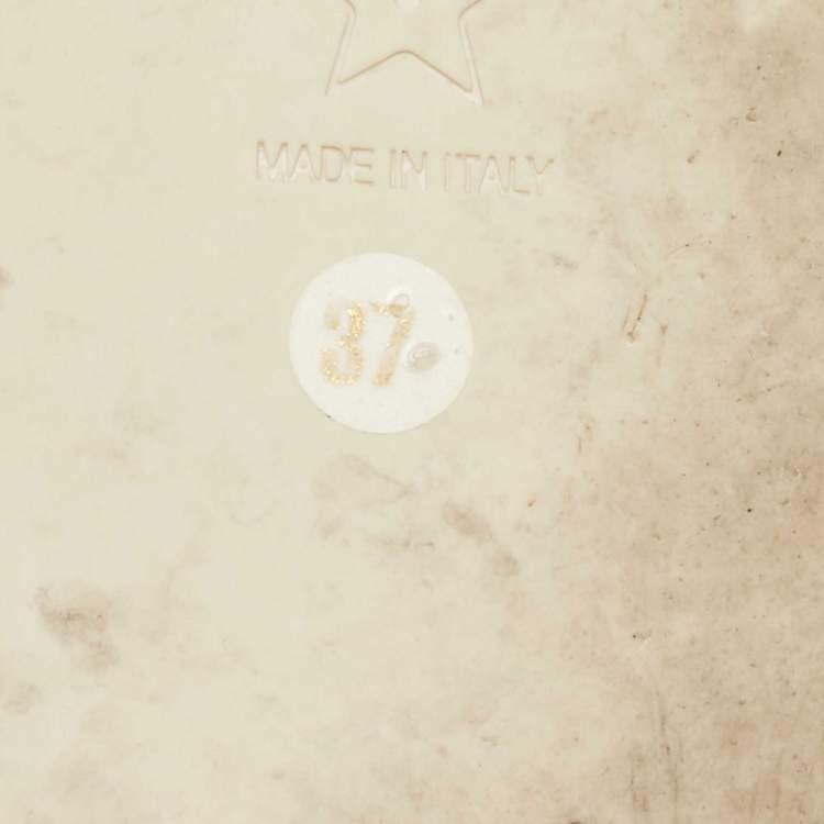 Pre Owned Dior White Leather Every-D Flat Slide Sandals Size 37