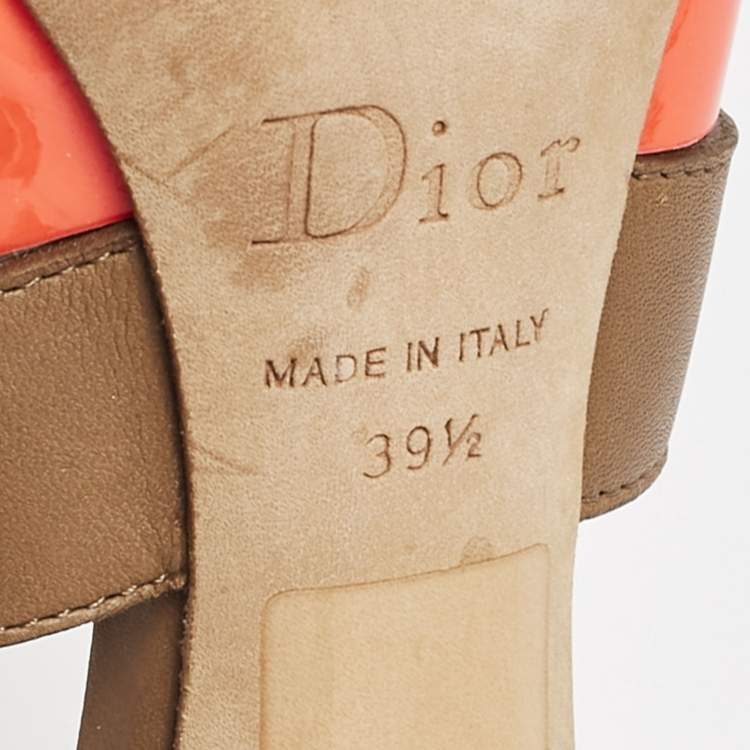 Pre Owned Dior Multicolor Patent Leather And Leather Strappy Sandals Size 39.5