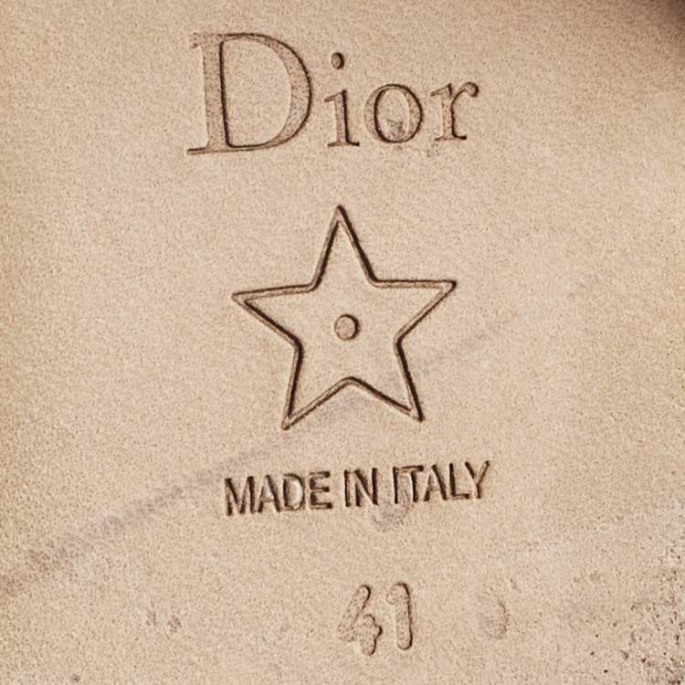 Pre Owned Dior Red/White Embroidered Canvas Dway Flat Slides Size 41