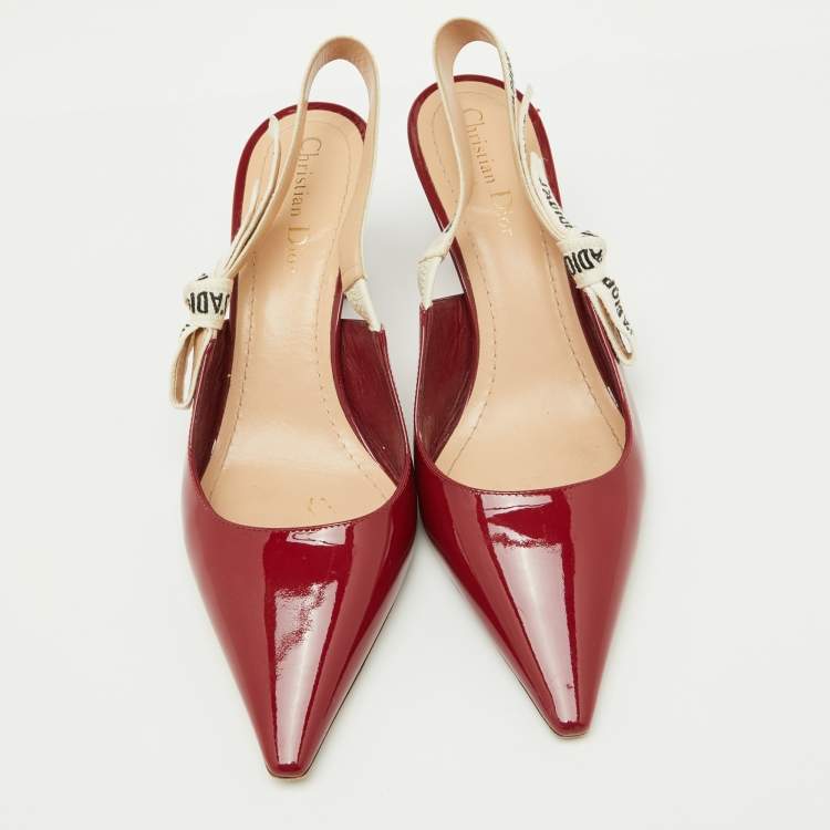 Pre Owned Dior Dark Red Patent Leather J'Adior Slingback Pumps Size 40