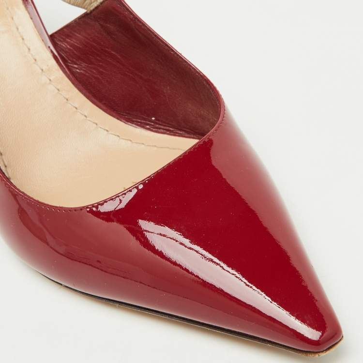 Pre Owned Dior Dark Red Patent Leather J'Adior Slingback Pumps Size 40