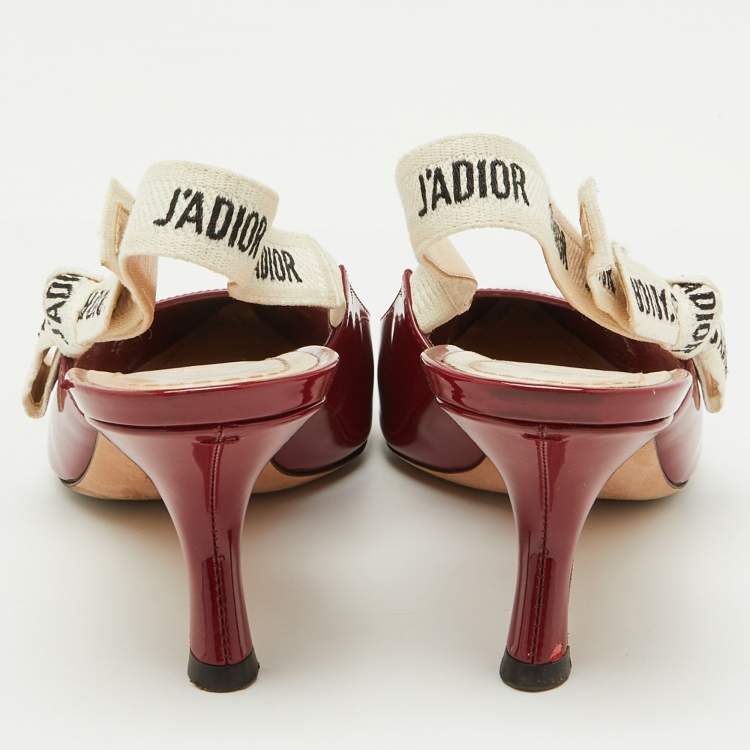 Pre Owned Dior Dark Red Patent Leather J'Adior Slingback Pumps Size 40