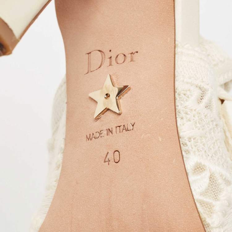 Pre Owned Dior White Lace J'Adior Slingback Pumps Size 40