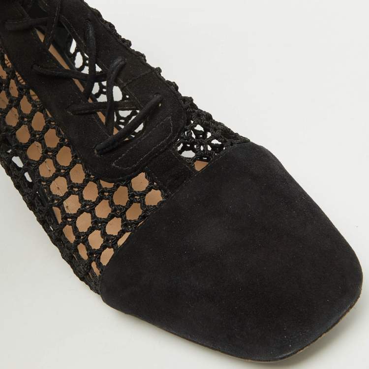 Pre Owned Dior Black Suede and Mesh Naughtily-D Ankle Boots Size 37
