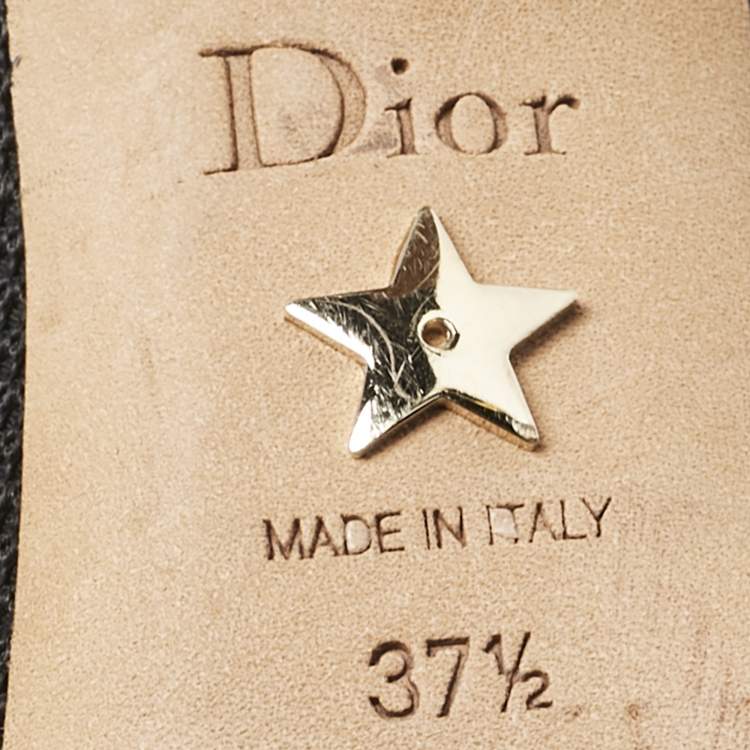 Pre Owned Dior J'adior Black Canvas Ribbon Pointed Toe Pumps Size 37.5