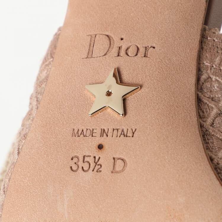 Pre Owned Dior Old Rose Cannage Fabric Moi Slingback Pumps Size 35.5