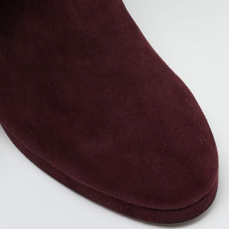 Pre Owned Dior Burgundy Suede Knee Length Boots Size 41