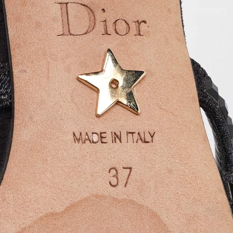 Pre Owned Dior Black Suede Crystal Embellished Slide Sandals Size 37
