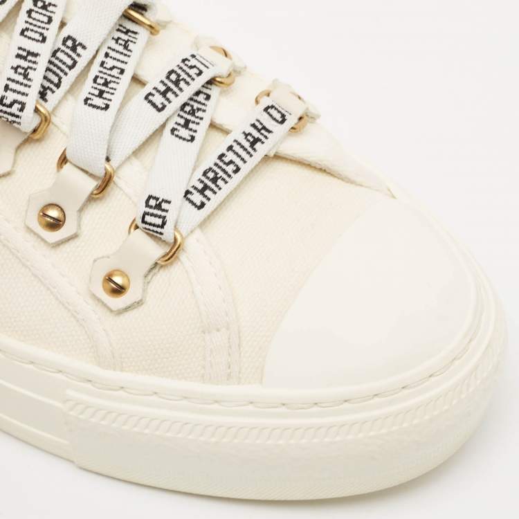 Pre Owned Dior White Canvas Walk'n'Dior Low Top Sneakers Size 37