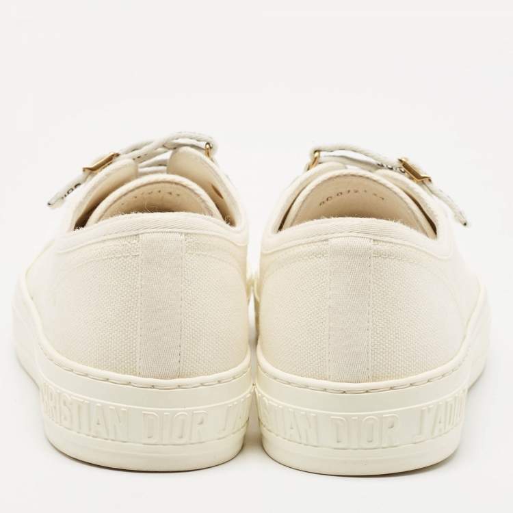 Pre Owned Dior White Canvas Walk'n'Dior Low Top Sneakers Size 37