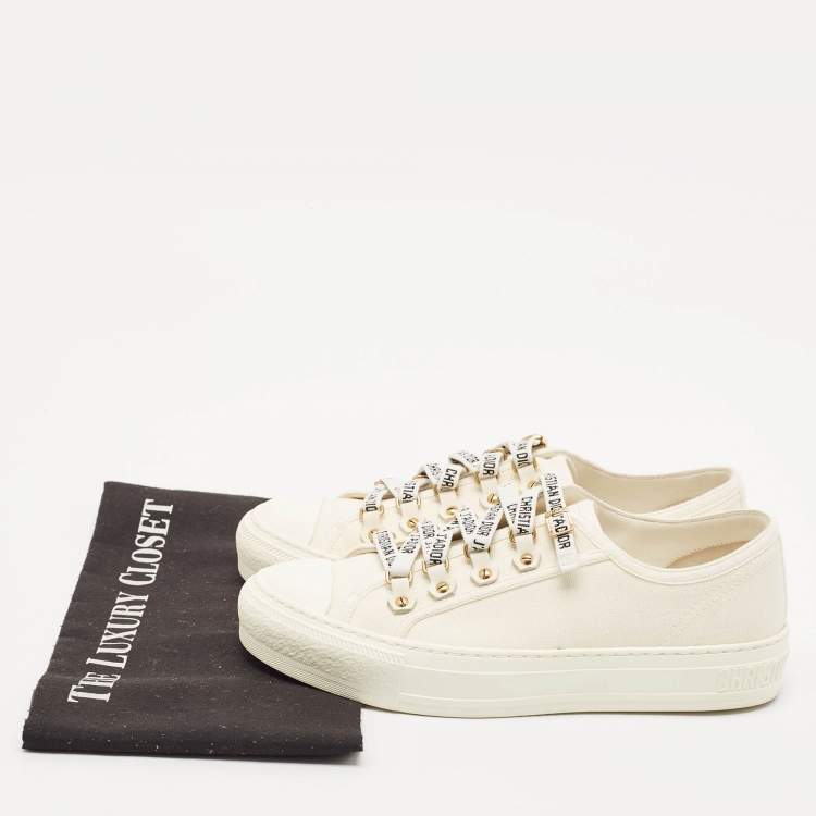 Pre Owned Dior White Canvas Walk'n'Dior Low Top Sneakers Size 37