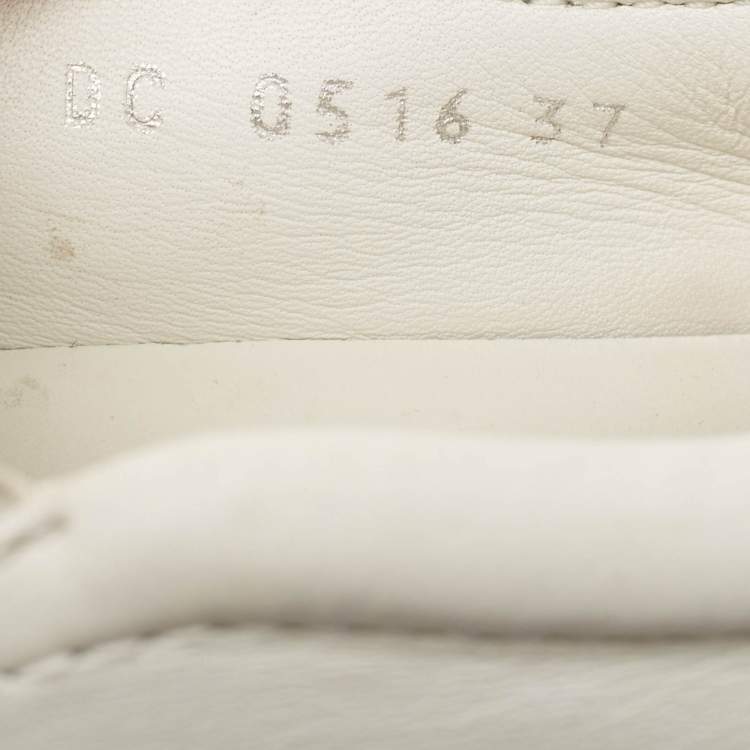 Pre Owned Dior White Denim And Leather Happy Crystal Embellished Slip On Sneakers Size 37